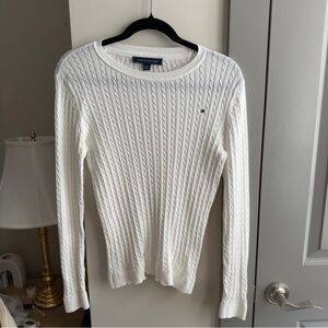 Tommy Hilfiger Women's Cream Cable-Knit Crew Sweater